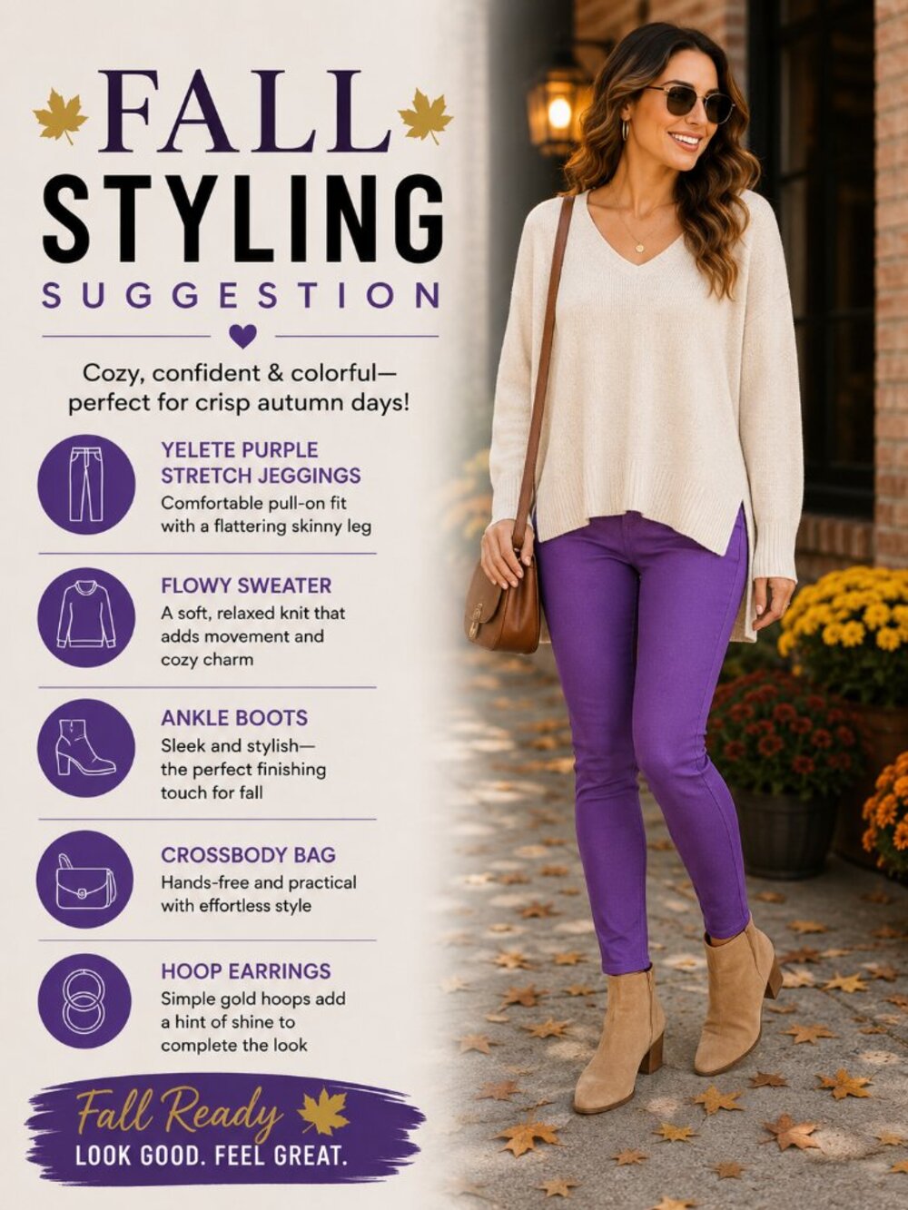 YELETE Purple Stretch Jeggings M | Fall Skinny Pull-On Pants - Picture 2 of 6